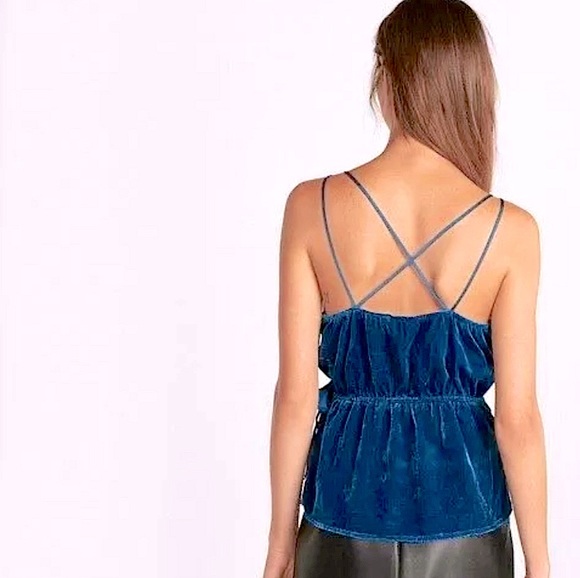 Express Velvety Luxe Ribbon-Wrapped Cami in Teal & Cross Strapped Back XS-M NWT - Picture 2 of 7